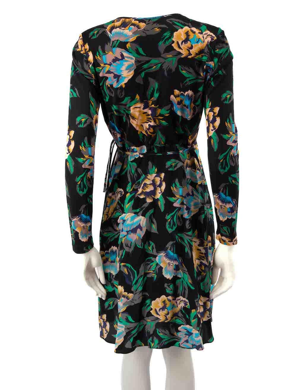 Diane Von Furstenberg Floral Waist Tie Wrap Dress Size M In Excellent Condition For Sale In London, GB