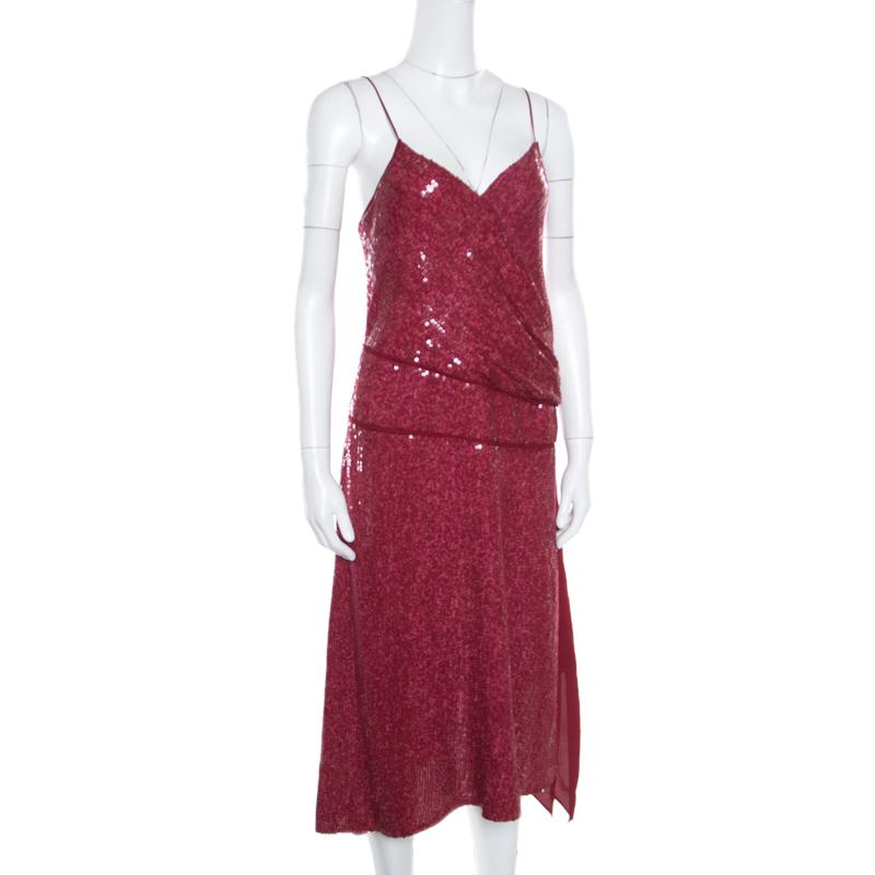 Brown Diane Von Furstenberg Garnet Sequined Sleeveless Brenndah Dress M