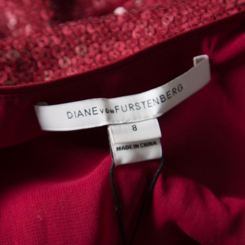 Women's Diane Von Furstenberg Garnet Sequined Sleeveless Brenndah Dress M