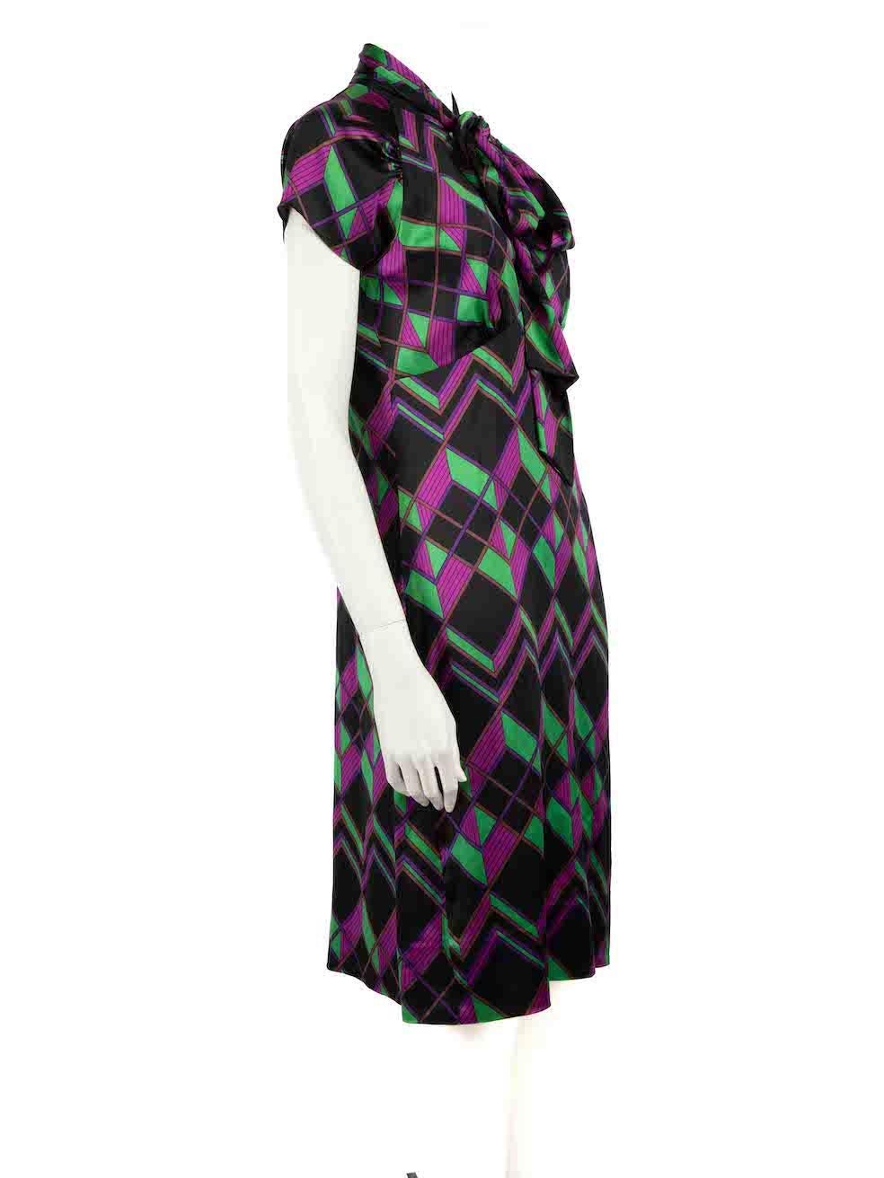 CONDITION is Never worn, with tags. No visible wear to dress is evident on this new Diane Von Furstenberg designer resale item.
 
 
 
 Details
 
 
 Multicoloured
 
 Silk
 
 Dress
 
 Geometric print
 
 Short sleeves
 
 Midi
 
 Neck tie straps
 
 
 
