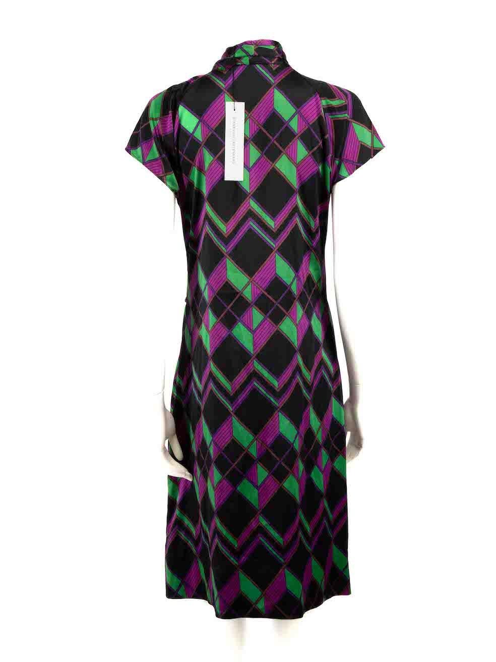 Diane Von Furstenberg Geometric Print Silk Midi Dress Size XXL In Good Condition In London, GB