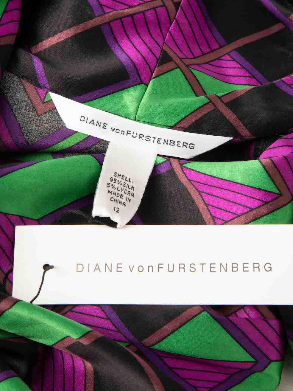 Women's Diane Von Furstenberg Geometric Print Silk Midi Dress Size XXL