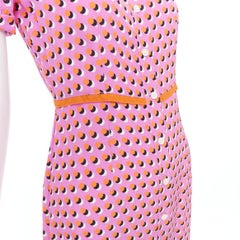 DIANE VON FURSTENBERG Georgia pink polka dot crepe de chine midi shirt dress US0