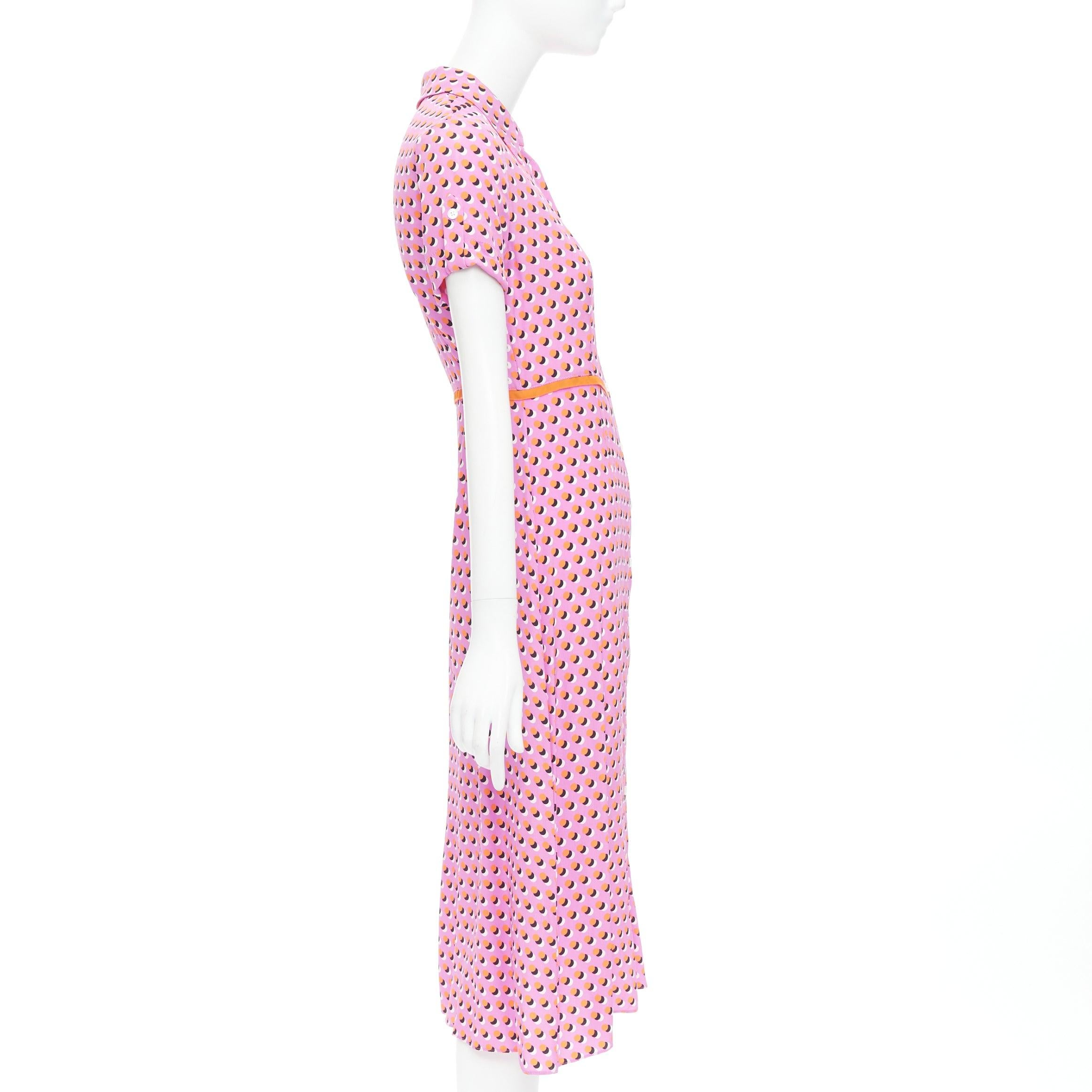 DIANE VON FURSTENBERG Vestido midi camisero de crepé de chine rosa con lunares Georgia US0 en Bueno estado para la venta en Hong Kong, NT