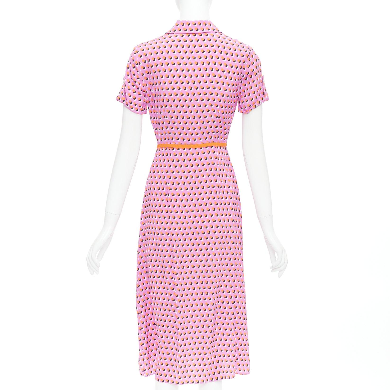 De las mujeres DIANE VON FURSTENBERG Vestido midi camisero de crepé de chine rosa con lunares Georgia US0 en venta
