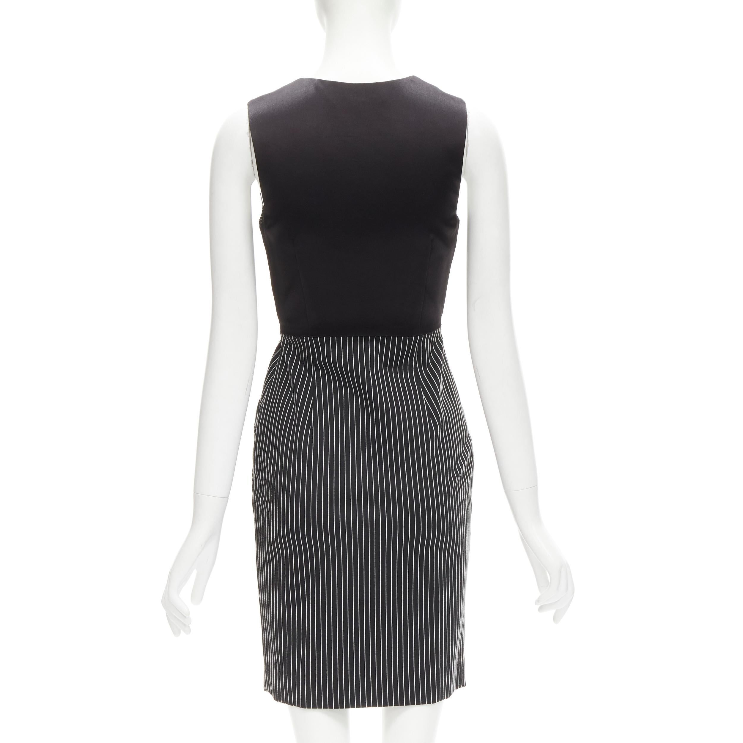 Women's DIANE VON FURSTENBERG Gilet Dress black white vertical pinstripes dress US0 XS For Sale