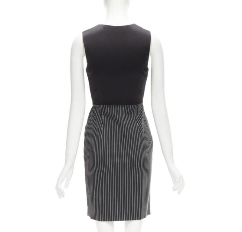 Women's DIANE VON FURSTENBERG Gilet Dress black white vertical pinstripes dress US0 XS For Sale