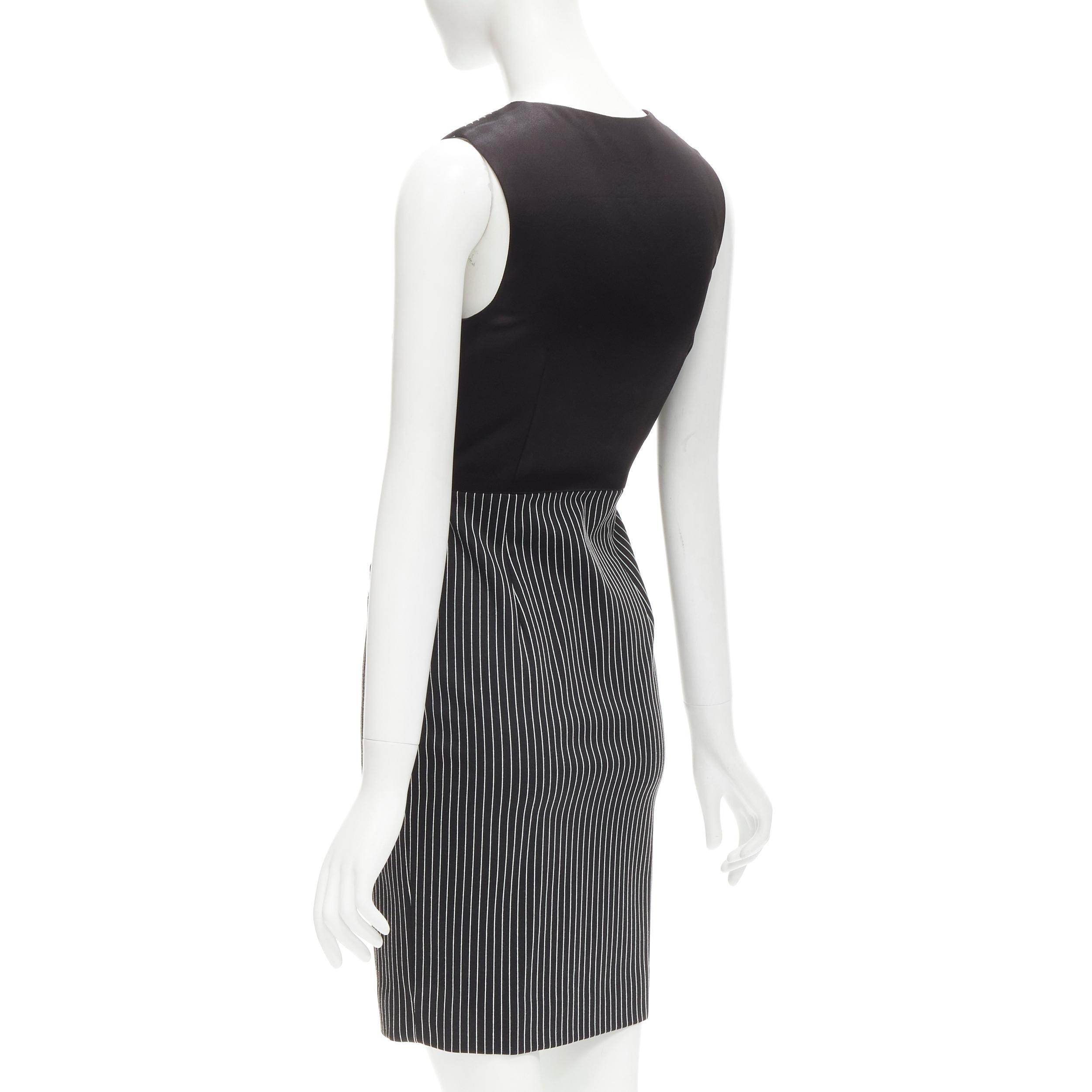 DIANE VON FURSTENBERG Gilet Dress black white vertical pinstripes dress US0 XS For Sale 1