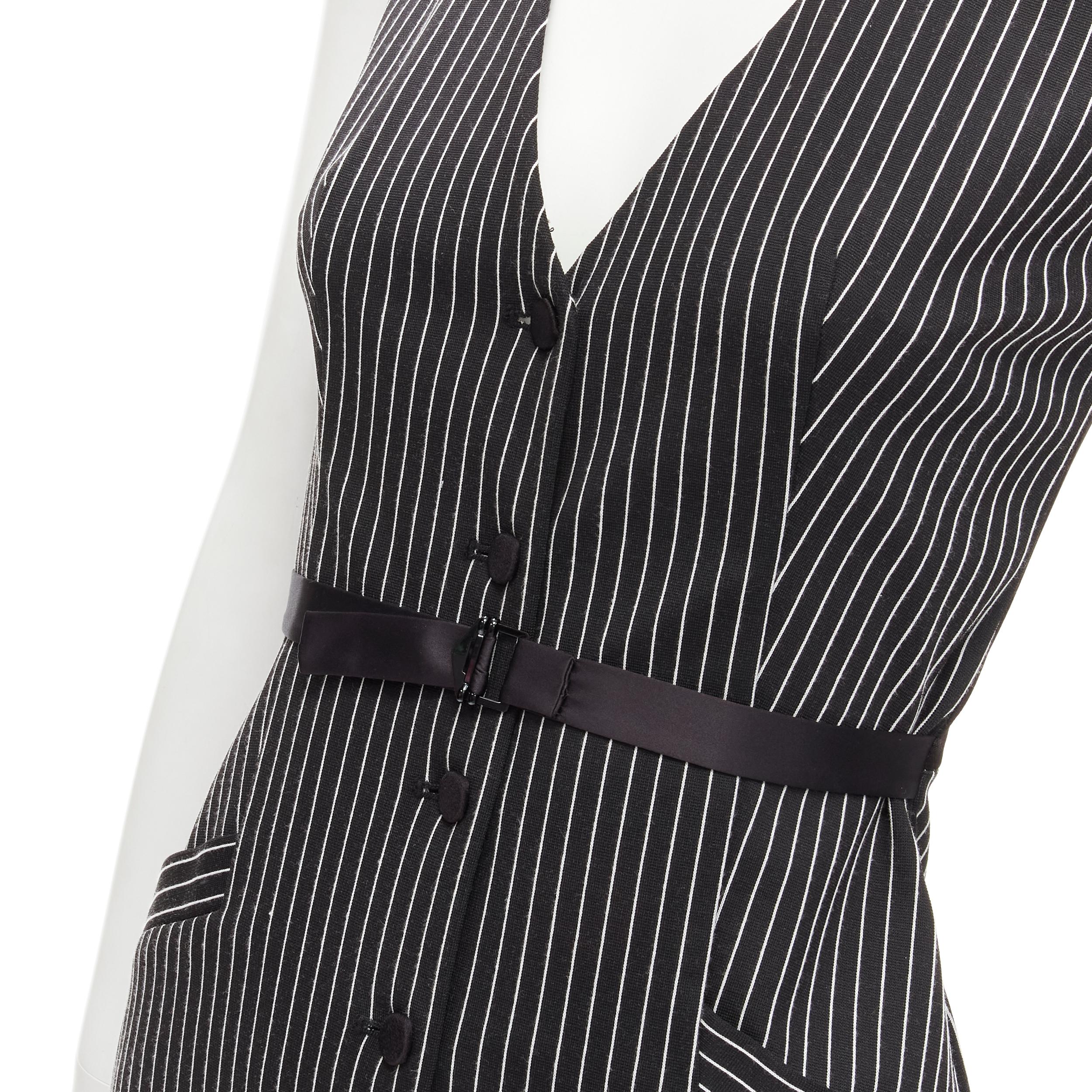 DIANE VON FURSTENBERG Gilet Dress black white vertical pinstripes dress US0 XS For Sale 2
