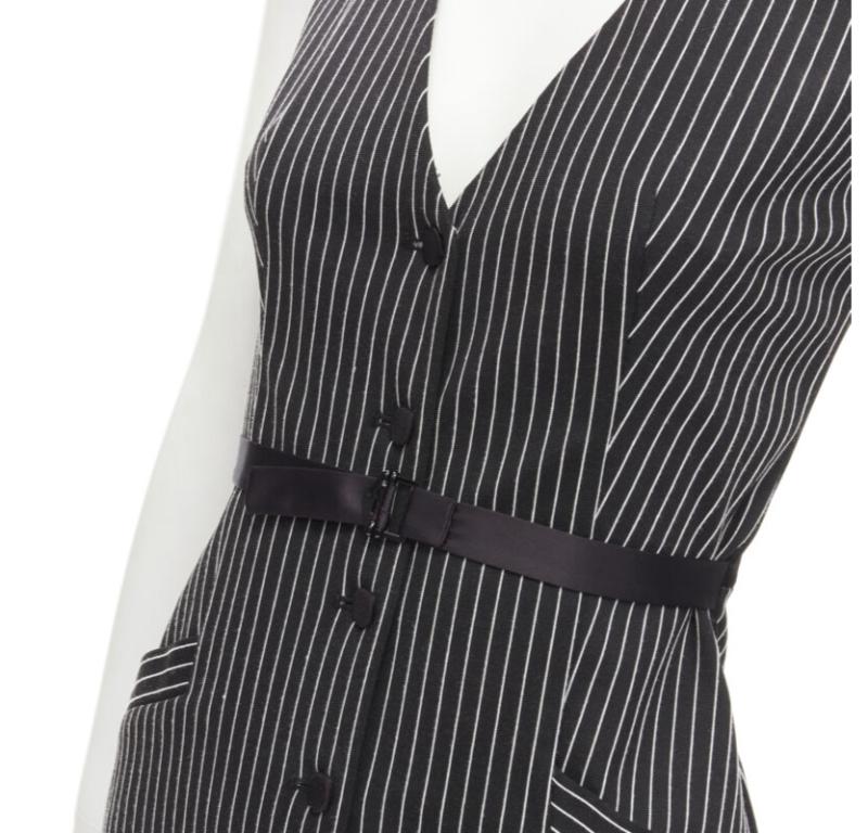 DIANE VON FURSTENBERG Gilet Dress black white vertical pinstripes dress US0 XS For Sale 2