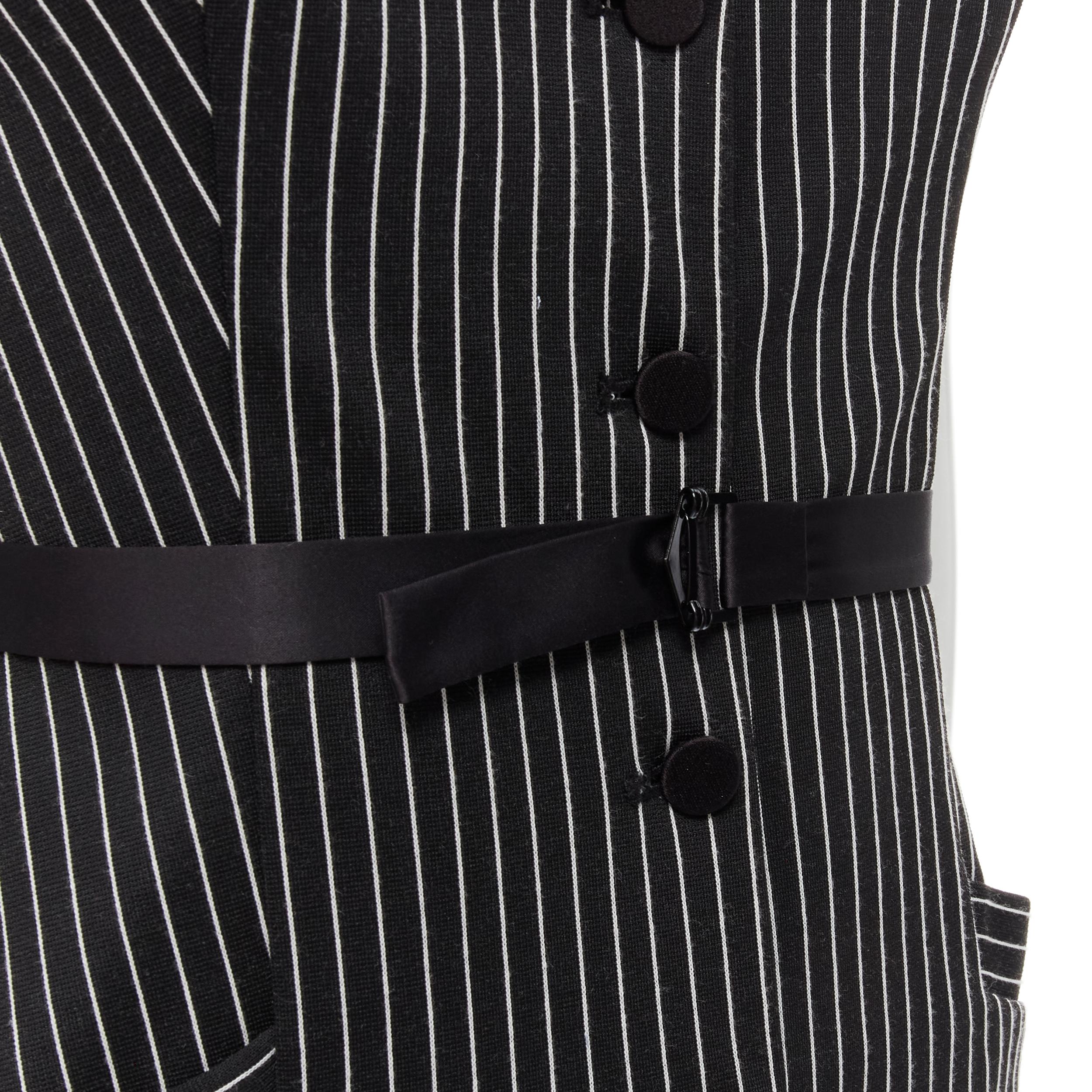 DIANE VON FURSTENBERG Gilet Dress black white vertical pinstripes dress US0 XS For Sale 3