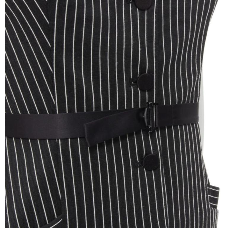 DIANE VON FURSTENBERG Gilet Dress black white vertical pinstripes dress US0 XS For Sale 3