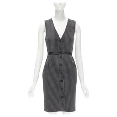 DIANE VON FURSTENBERG Vestido a rayas verticales blanco negro US0 XS