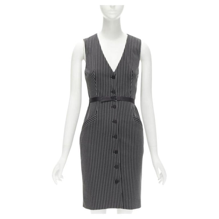 DIANE VON FURSTENBERG Gilet Dress black white vertical pinstripes dress US0 XS For Sale at 1stDibs DIANE VON FURSTENBERG Gilet Dress black white vertical pinstripes dress US0 XS For Sale at 1stDibs