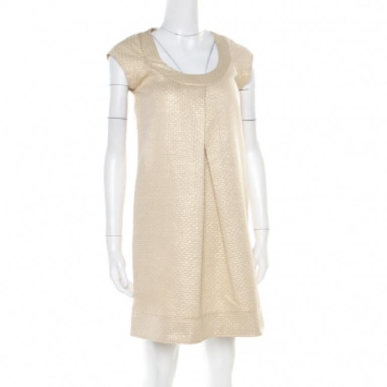 Or Diane Von Furstenberg - Robe Ayuka à plis inversés en jacquard doré S en vente