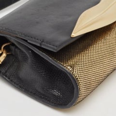 Diane Von Furstenberg Gold Lizard Embossed and Leather Carolina Lips Clutch Bag