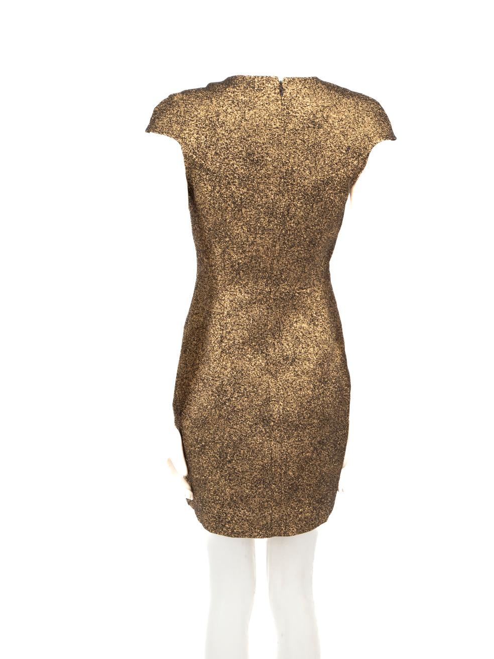 Brown Diane Von Furstenberg Gold Mini Length Dress Size S For Sale