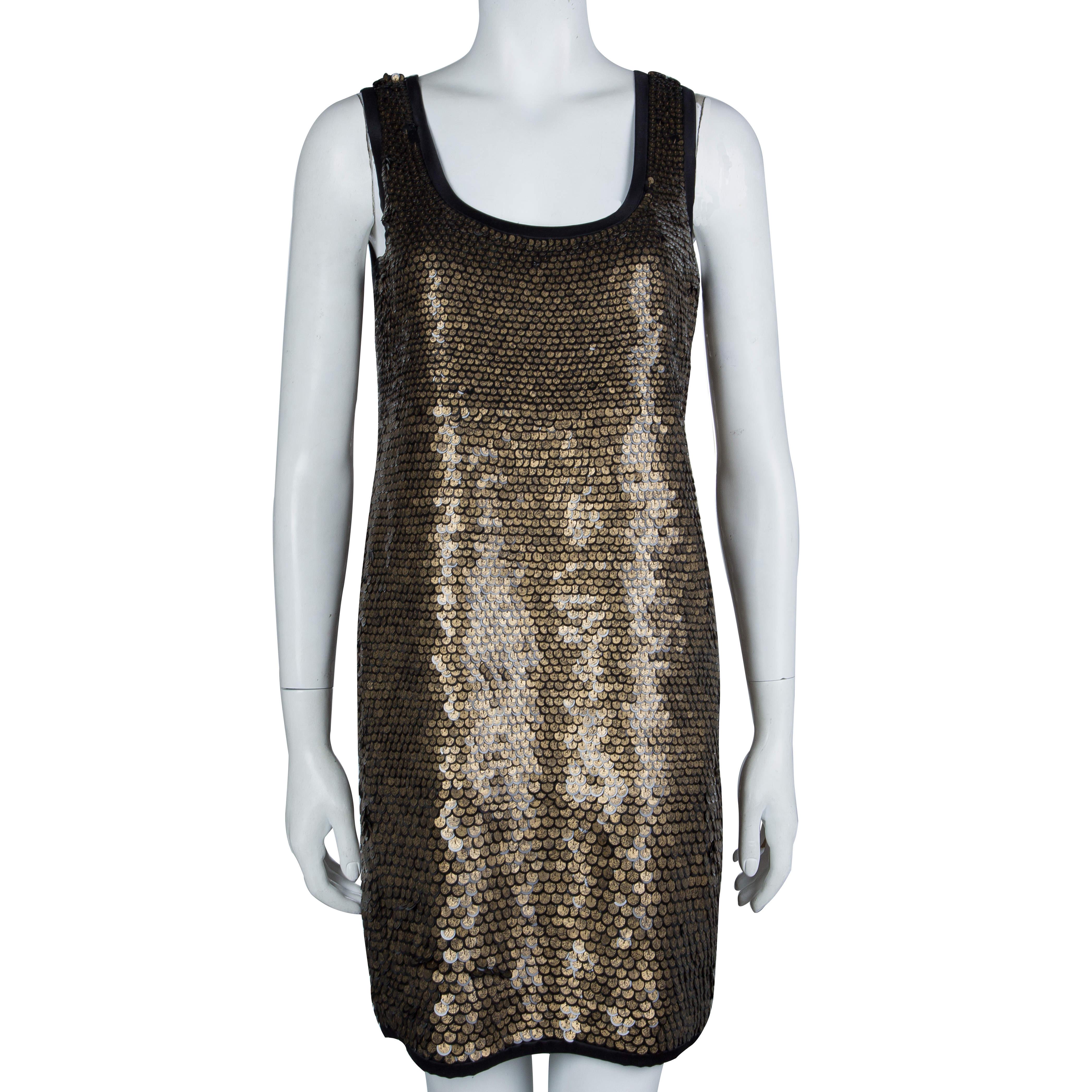 Diane von Furstenberg Gold Sequin Embellished Sleeveless Chika Dress M 7