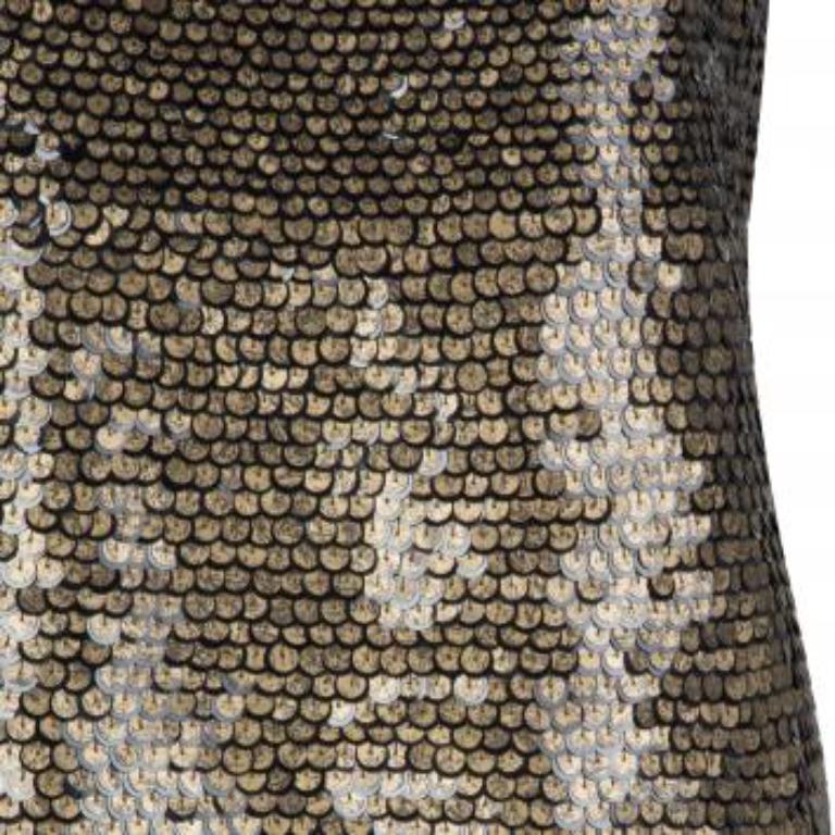Robe sans manches Diane von Furstenberg ornée de sequins dorés M en vente 3