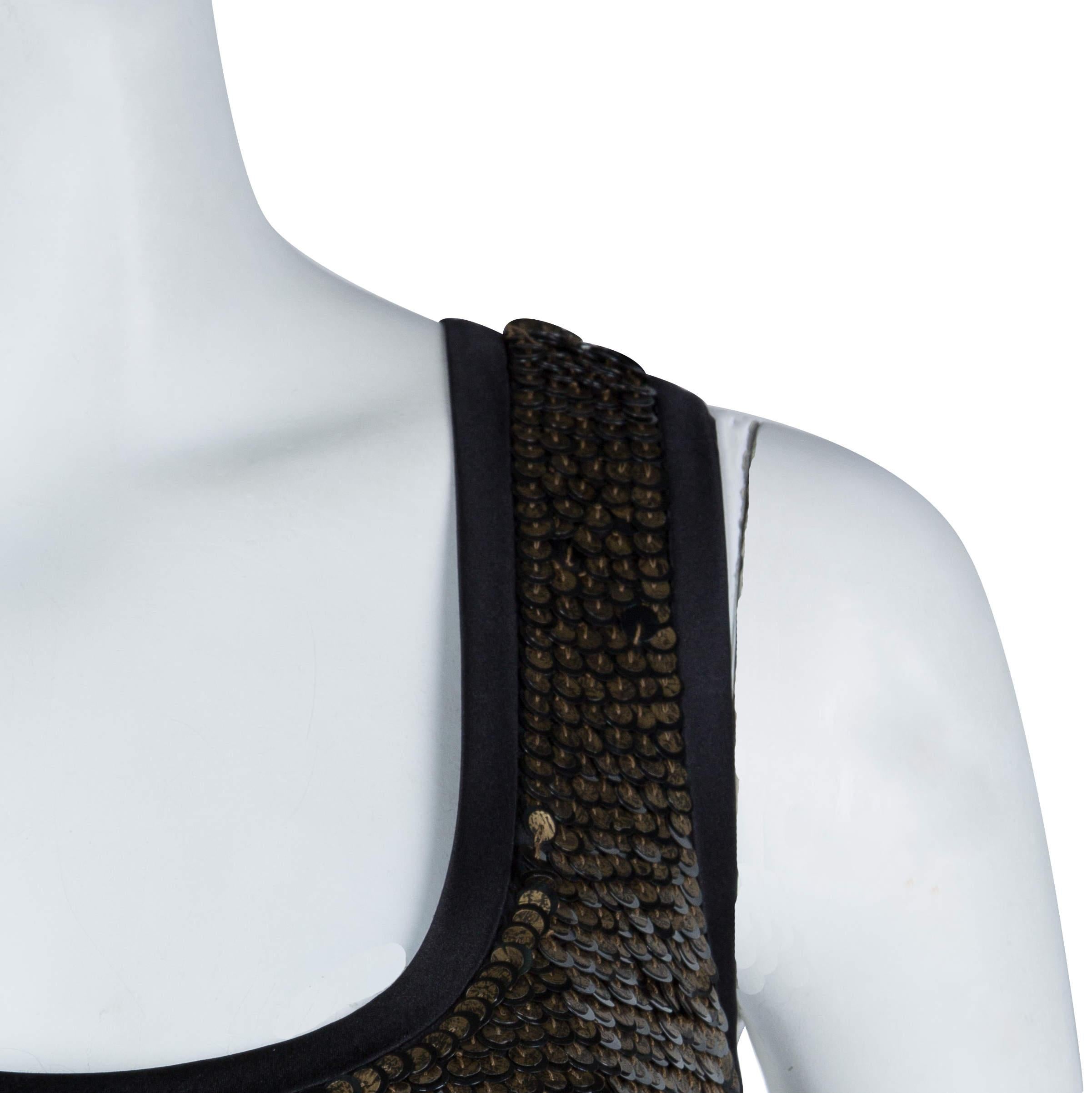 Diane von Furstenberg Gold Sequin Embellished Sleeveless Chika Dress M 3