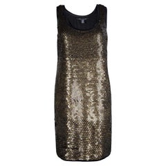 Diane von Furstenberg Vestido Chika sin mangas adornado con lentejuelas doradas M