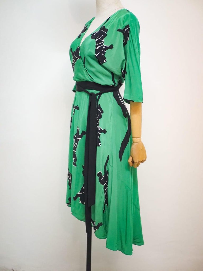 slim fit dress slacks Diane Von Furstenberg, Julian Green Graphic Print Silk Wrap Dress Size –  pennypincherboutique