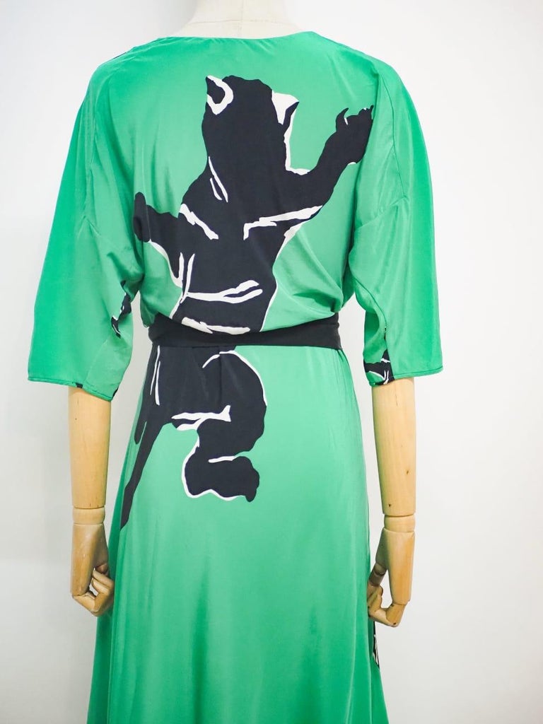 slim fit dress slacks Diane Von Furstenberg Green Silk Collared Button Down Shirt Dress – The  Hangout main image 0