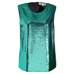 Camiseta de tirantes con lentejuelas Diane von Furstenberg Verde P
