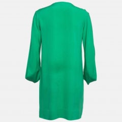 Diane Von Furstenberg Green Silk Long Sleeve Mini Dress S