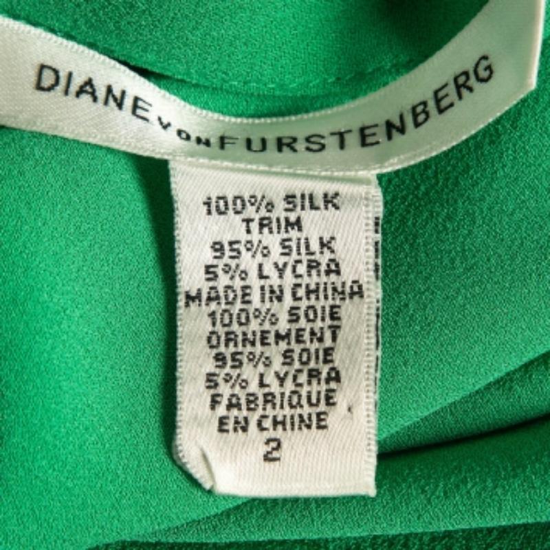 Vert Diane von Furstenberg - Mini robe à manches longues en soie Greene & Greene Greene S en vente