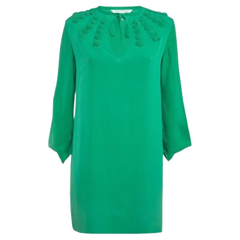 Diane von Furstenberg Mini Abito a maniche lunghe in seta verde S