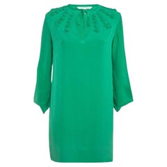 Diane Von Furstenberg Green Silk Long Sleeve Mini Dress S