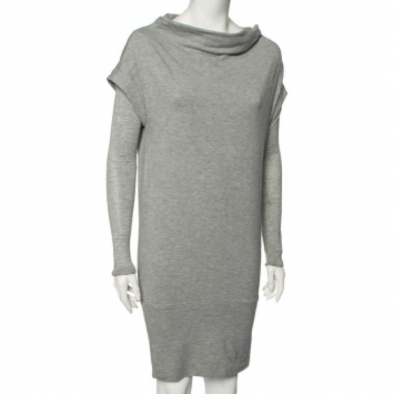 Diane von Furstenberg - Robe pull-shirt Financier en maille grise S Pour femmes en vente