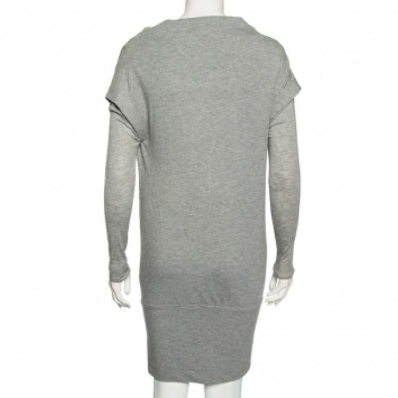 Diane von Furstenberg - Robe pull-shirt Financier en maille grise S en vente 1