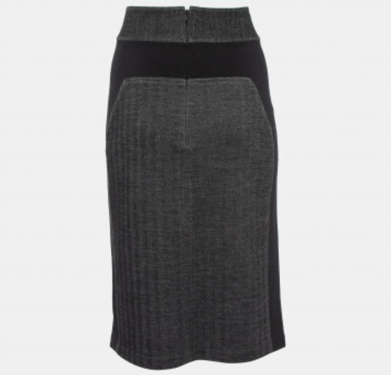 Diane Von Furstenberg Grey Patterned Wool Blend Martey Midi Skirt XL For Sale 1