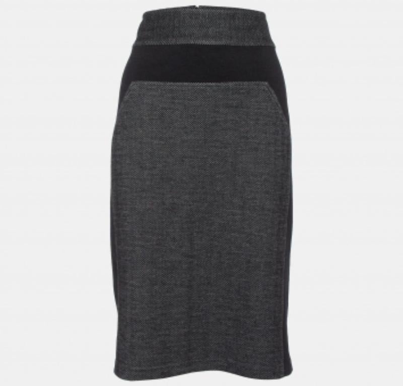 Diane Von Furstenberg Grey Patterned Wool Blend Martey Midi Skirt XL For Sale