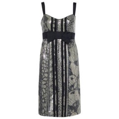 Diane von Furstenberg Grey Sequined Ariba Bodycon Dress S