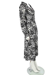 Diane Von Furstenberg - Robe midi léopard en soie grise, taille XL