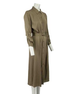 Diane Von Furstenberg Khaki Belt Midi Shirt Dress Size M