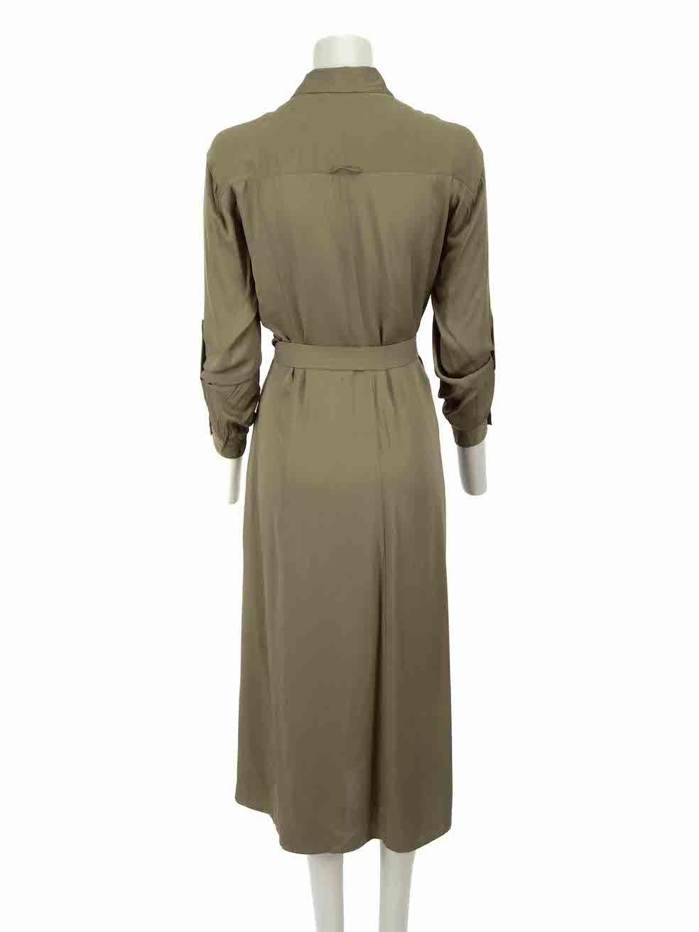 Diane Von Furstenberg Khaki Belt Midi Shirt Dress Size M In Good Condition In London, GB