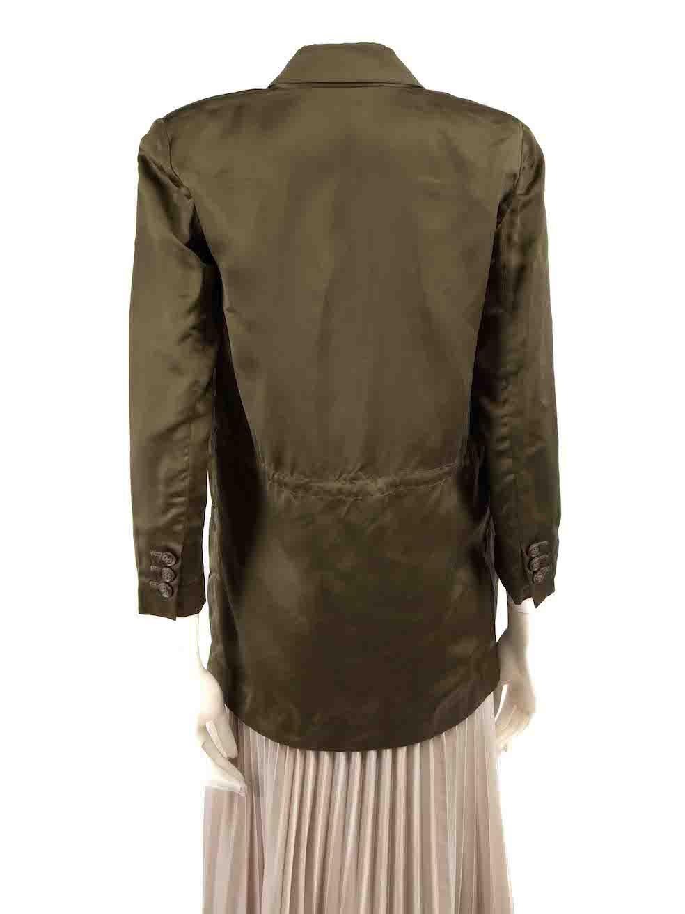 Diane Von Furstenberg Khaki Gathered Back Blazer Size XS In Good Condition For Sale In London, GB