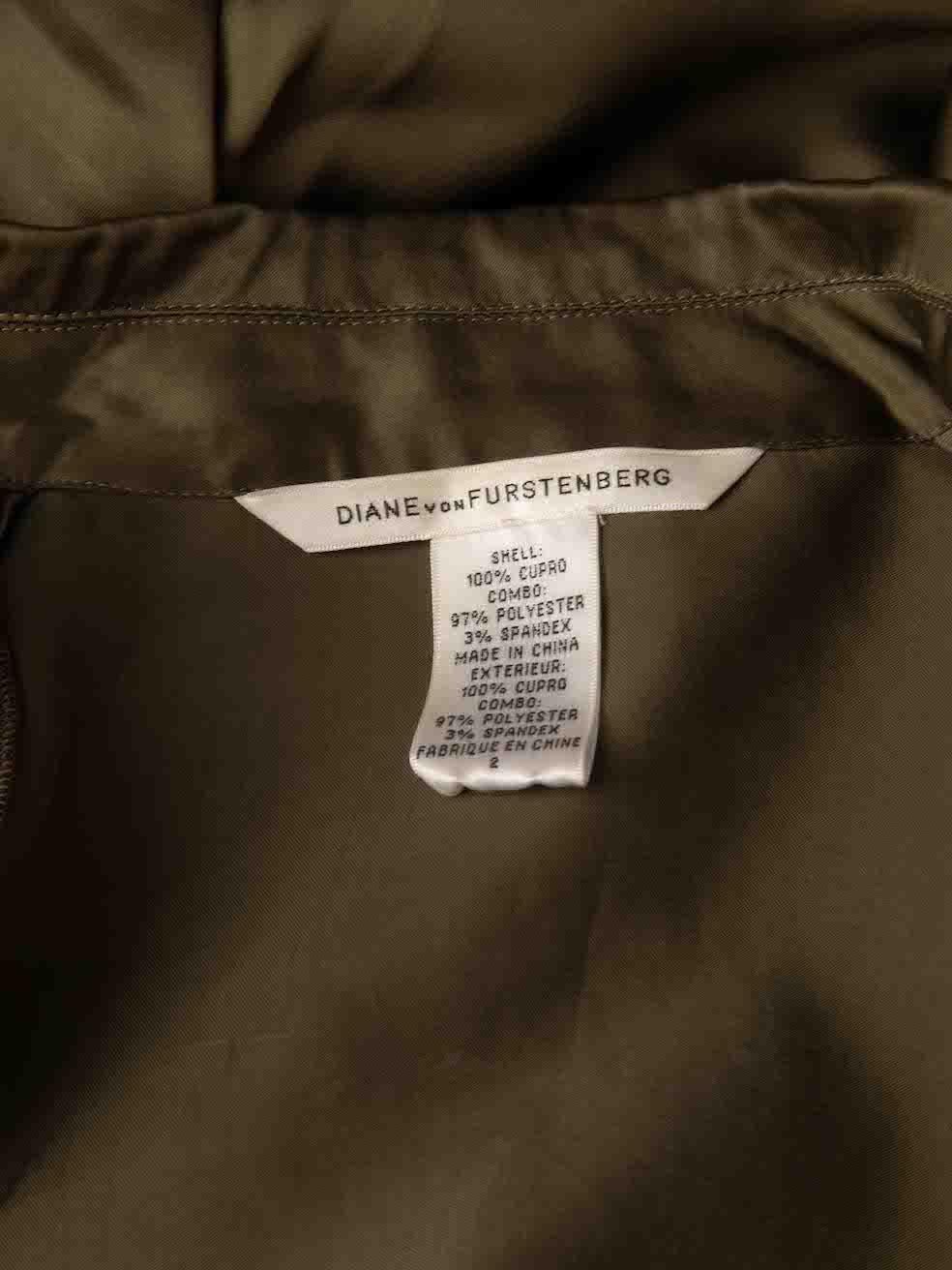 Diane Von Furstenberg Khaki Gathered Back Blazer Size XS For Sale 2