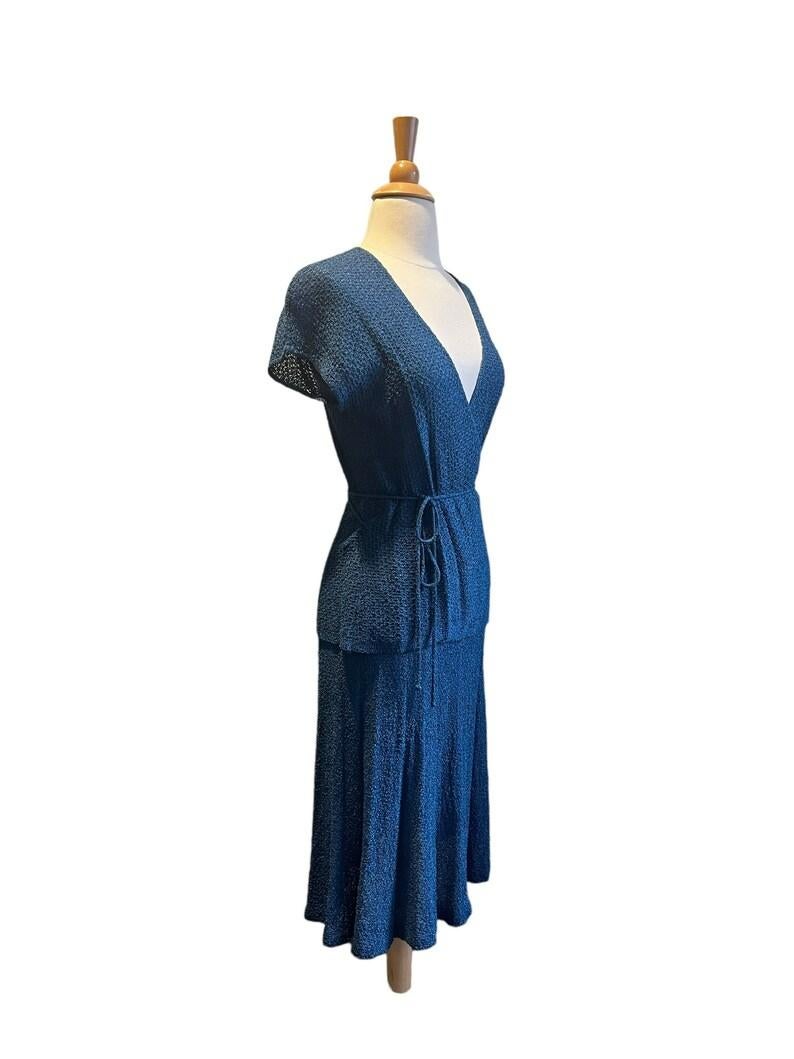 Purple Diane Von Furstenberg knit blouse & skirt set, Circa 1970s For Sale