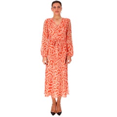 Diane Von Furstenberg Leaf Print Belted Maxi Dress