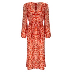 Diane Von Furstenberg Leaf Print Belted Maxi Dress