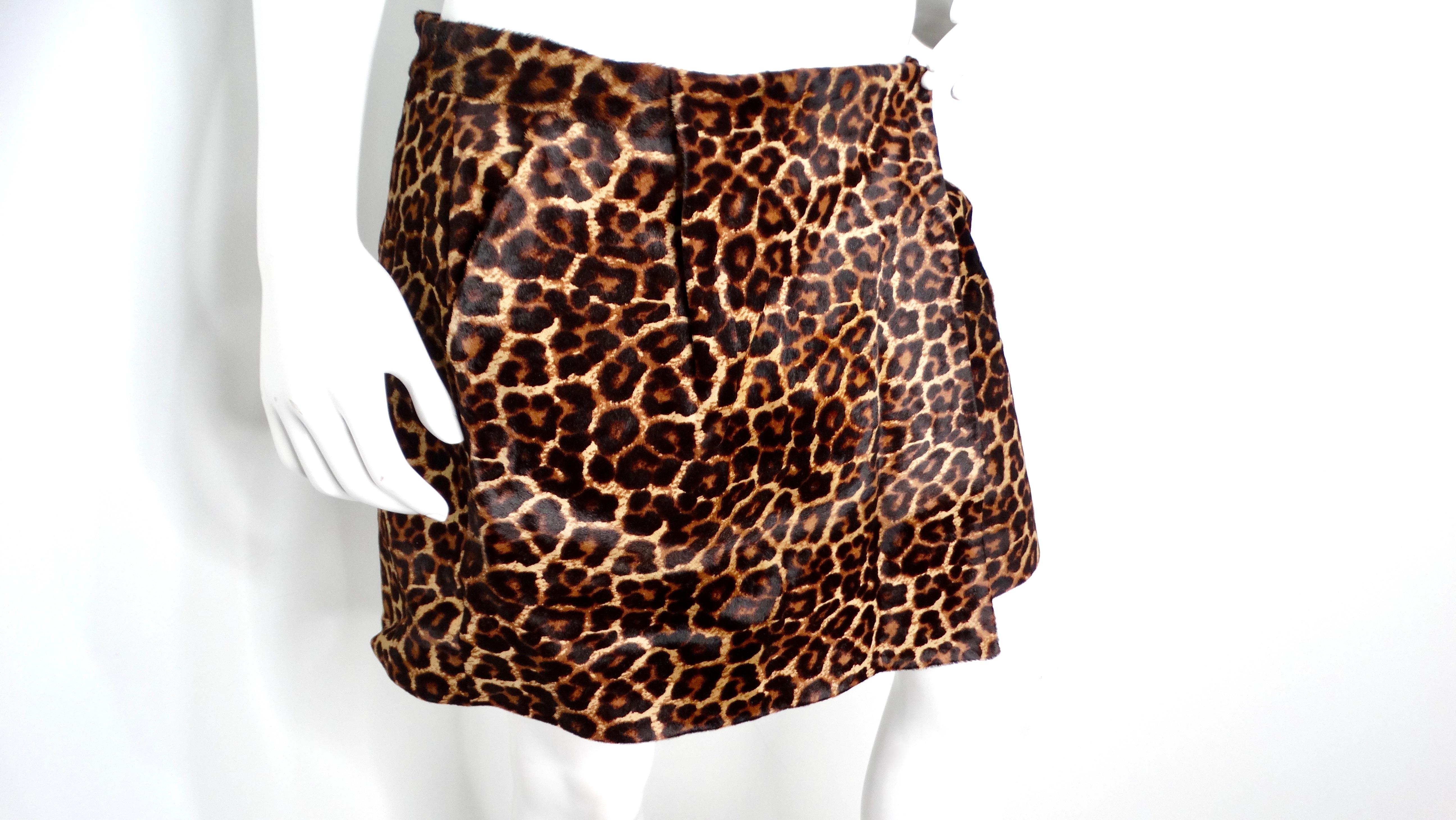 Diane Von Furstenberg Leopard Print Calf Hair Mini Skirt In Good Condition For Sale In Scottsdale, AZ