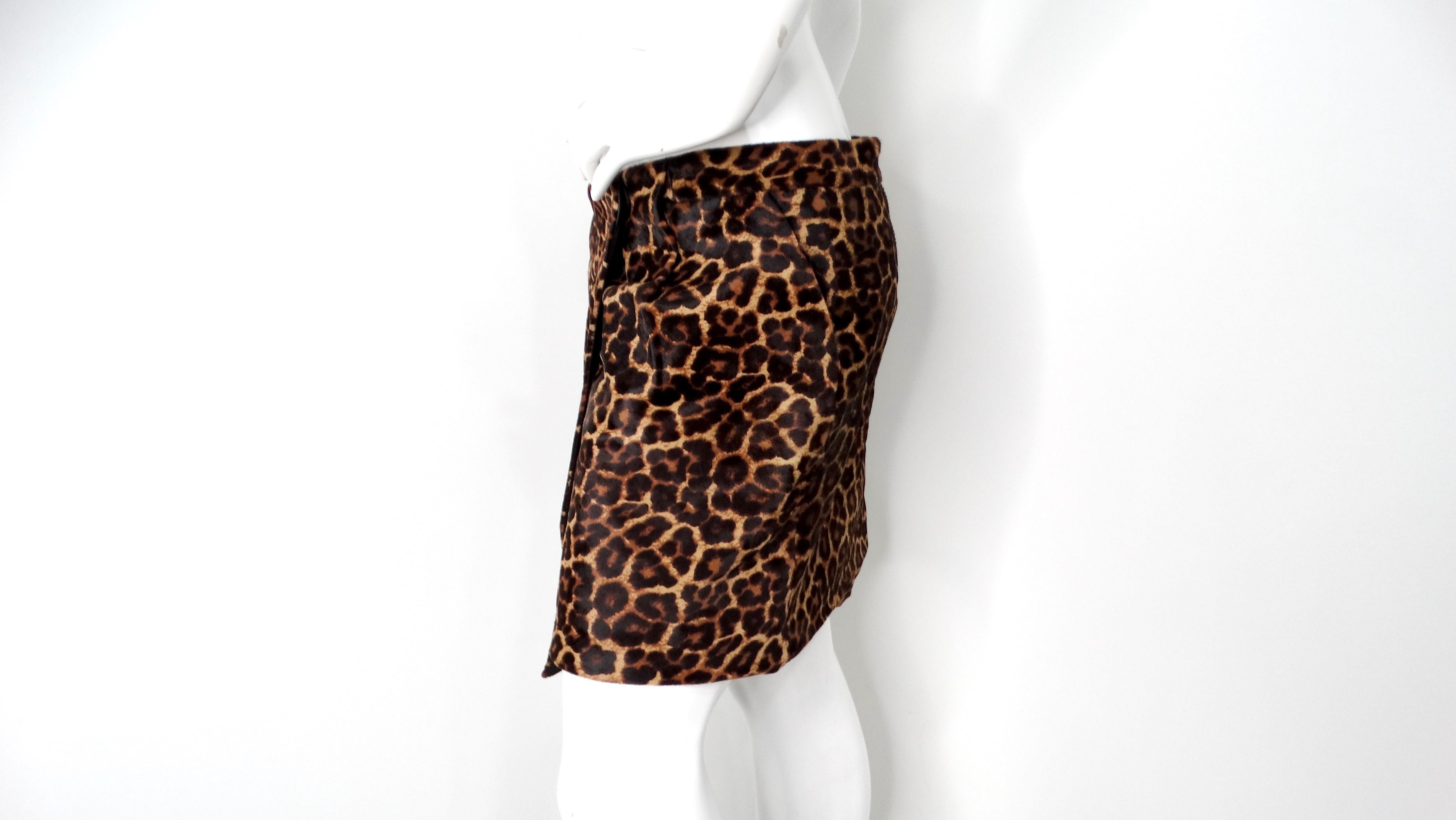 Diane Von Furstenberg Leopard Print Calf Hair Mini Skirt For Sale 1