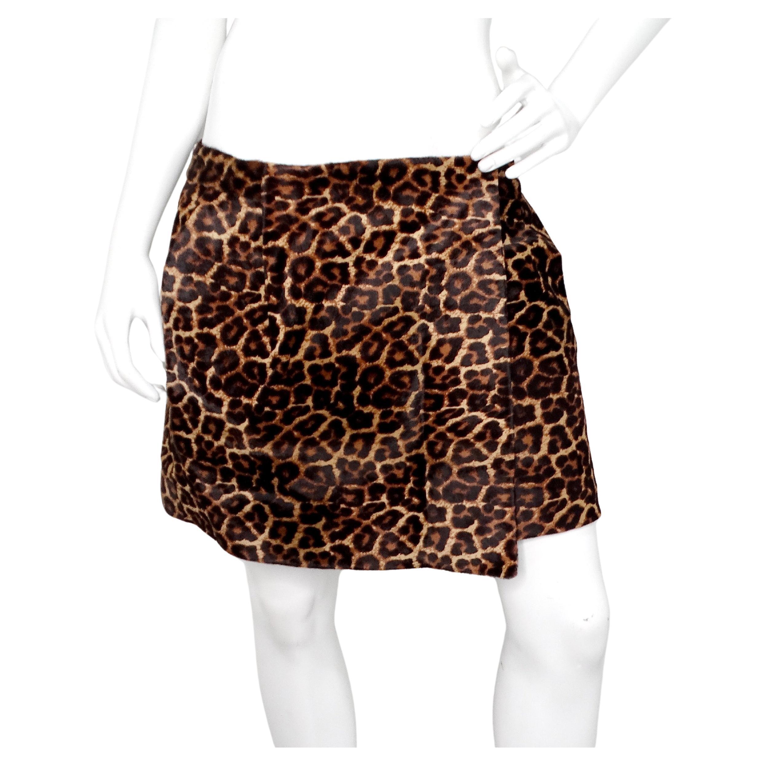 Diane Von Furstenberg Leopard Print Calf Hair Mini Skirt For Sale