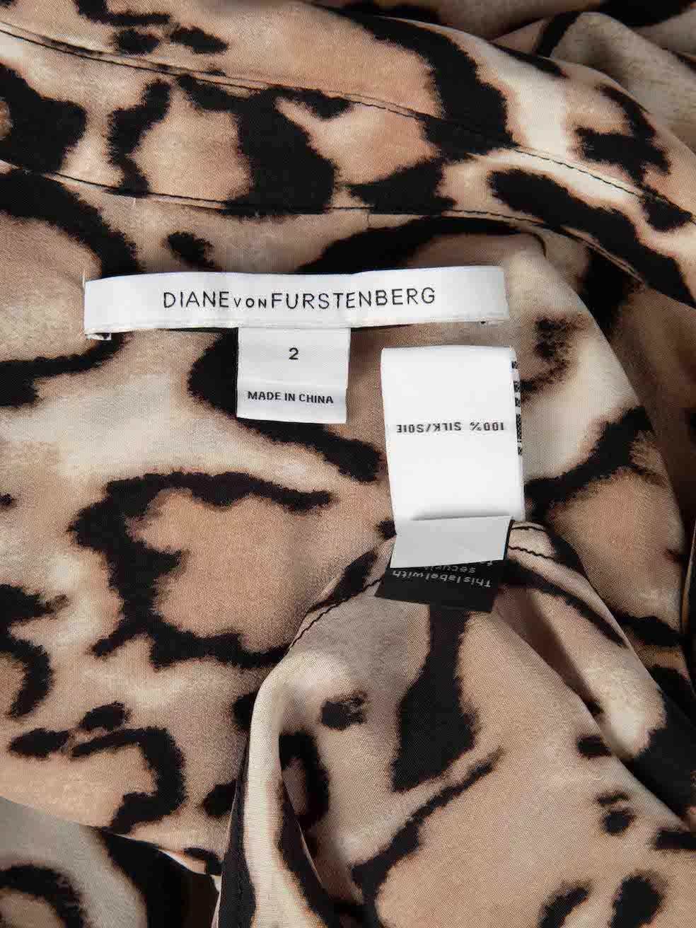 Diane Von Furstenberg Leopard Silk Shirt Dress Size XS In Excellent Condition For Sale In London, GB
