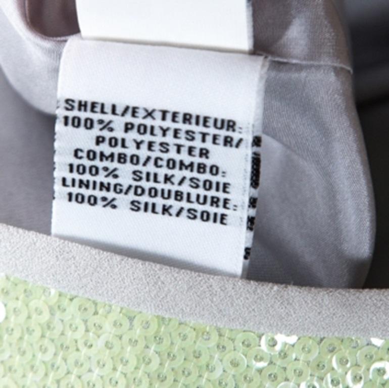 Diane von Furstenberg Hellgrünes paillettenbesetztes Desta-Top M (Grau) im Angebot